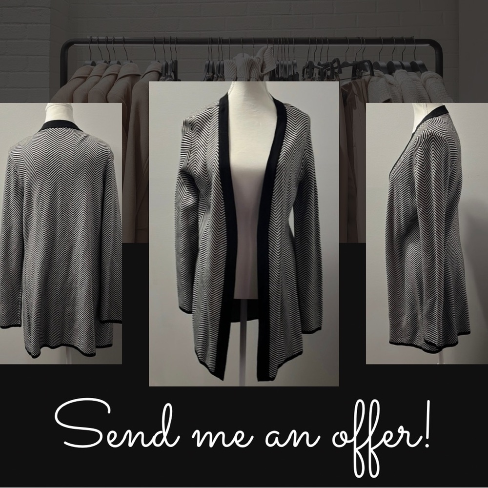 Liz Claiborne Herringbone Black and White Cardigan